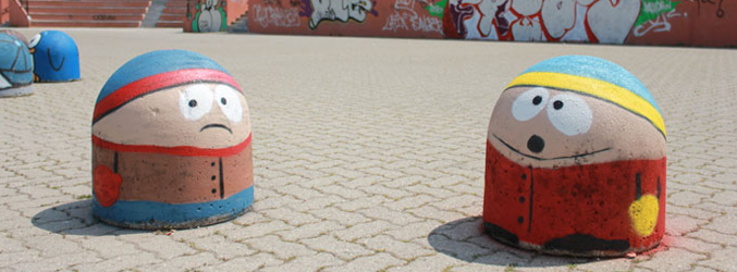 Geniale street art op betonblokken